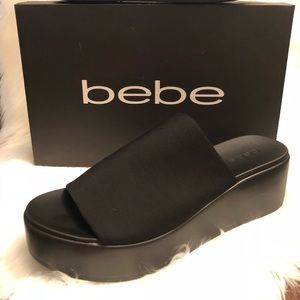 Bebe Stretchy Black Slides